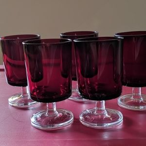 Vintage Luminarc France Red Ruby Glasses set of 5